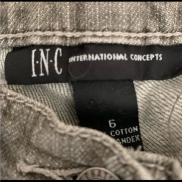I N C Jeans Slim Straight Leg Medium Rise Gray Beige Ladies Size 6 - Picture 8 of 9